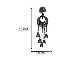 Black Polish Oxidize Earring For Girls Women (Long Size)-thumb2