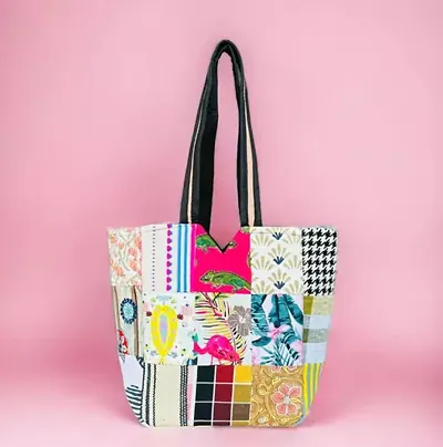 Stylish Multicoloured Fabric Printed Handbags For Women