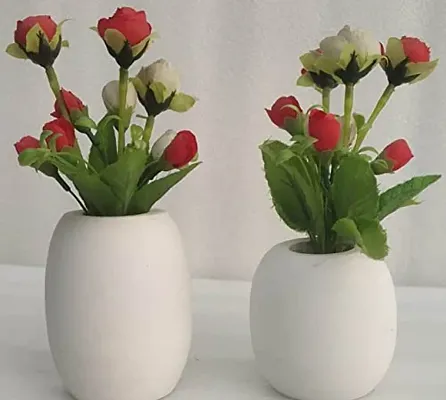 onlinecraft Wooden Flower Pot Gola White Color Plant Container Set (Wood) ch15