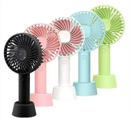 Mini Portable USB Hand Fan Built-in Rechargeable Battery Operated Summer Cooling Table Fan with Standing Holder Handy Base For Home Office Indoor Outdoor Travel