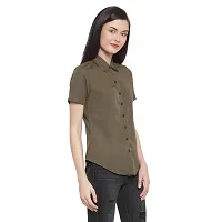 Femninora Women's Green Color Half Sleeves Casual Shirt-thumb2