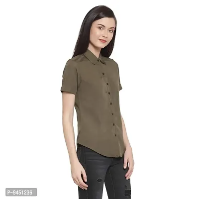 Femninora Women's Green Color Half Sleeves Casual Shirt-thumb3