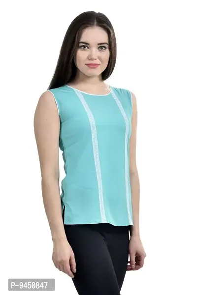 Femninora Women's Turquoise Blue Color Casual Top-thumb2