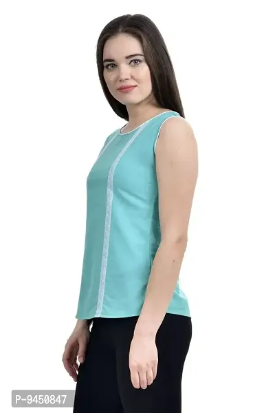 Femninora Women's Turquoise Blue Color Casual Top-thumb3