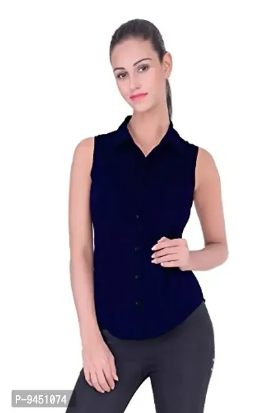 Femninora Women's Dark Blue Solid Shirt