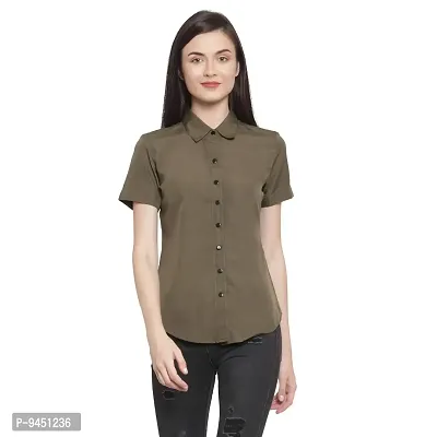 Femninora Women's Green Color Half Sleeves Casual Shirt-thumb1