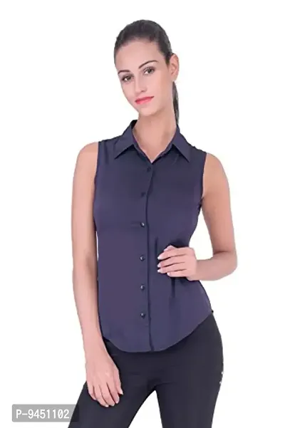 Femninora Women's Bluish Grey Solid Shirt