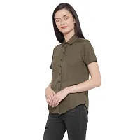 Femninora Women's Green Color Half Sleeves Casual Shirt-thumb3