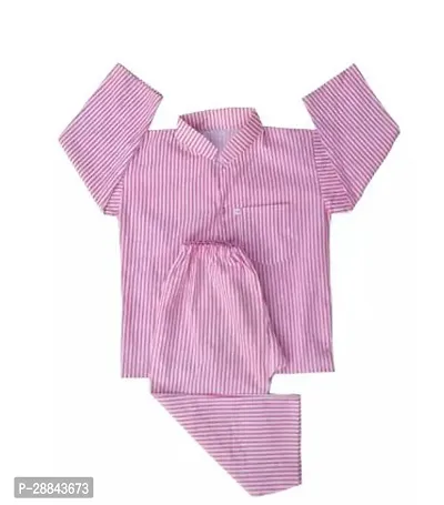 Stylish Pink Cotton Printed Top With Bottom For Boys