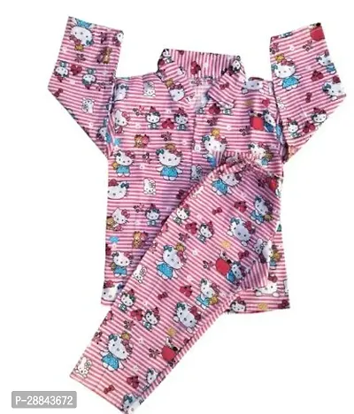 Stylish Pink Cotton Printed Top With Bottom For Boys-thumb0