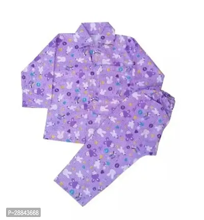 Stylish Purple Cotton Printed Top With Bottom For Boys-thumb0