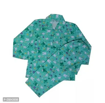 Stylish Green Cotton Printed Top With Bottom For Boys