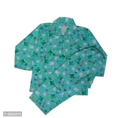 Stylish Green Cotton Printed Top With Bottom For Boys-thumb0