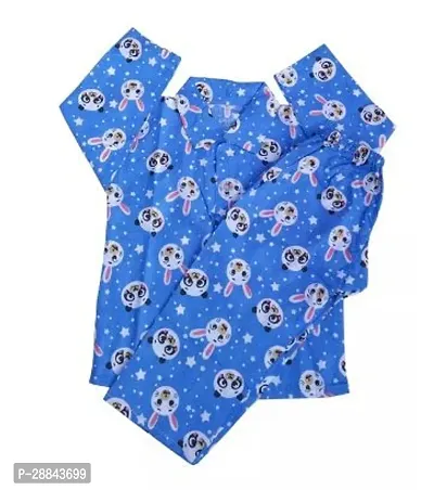 Stylish Blue Cotton Printed Top With Bottom For Boys