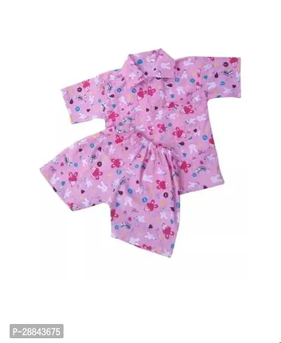 Stylish Pink Cotton Printed Top With Bottom For Boys