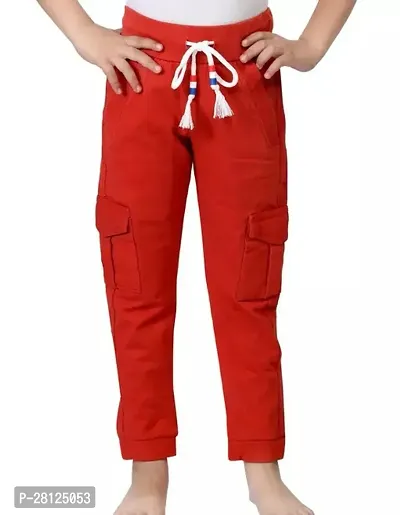 Stylish Red Cotton Cargos For Boys-thumb0