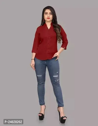 Elegant Maroon Crepe  Shirt For Women