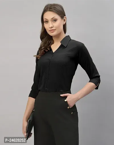 Elegant Black Crepe  Shirt For Women-thumb0