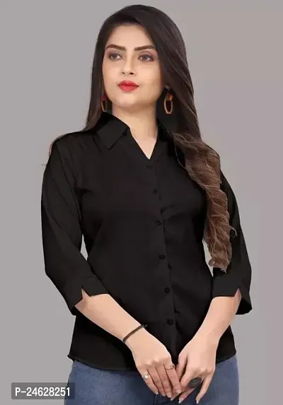 Elegant Black Crepe  Shirt For Women-thumb0