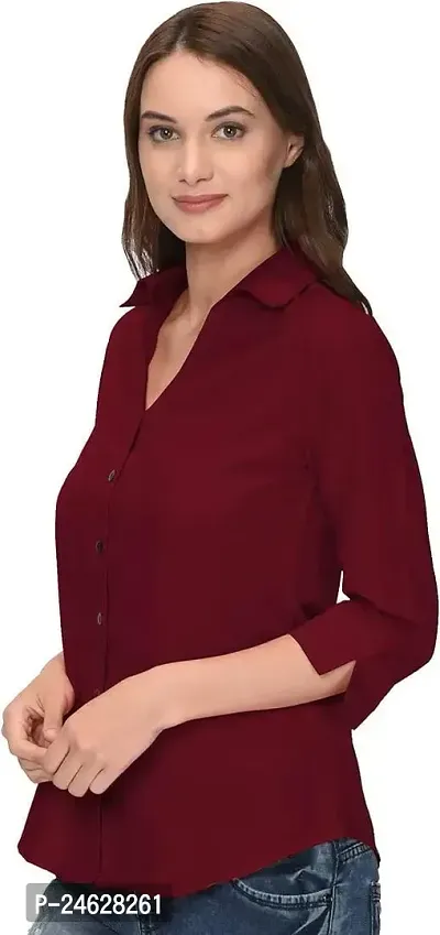 Elegant Maroon Crepe  Shirt For Women-thumb0