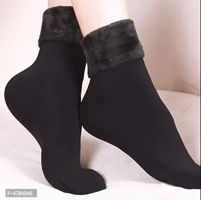 Winter Warm Black Velvet Socks For Ladies (Pack of 2)-thumb0