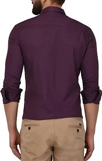 KGN Garments | Men Slim Fit Solid Spread Collar Casual Shirt (XL) Purple-thumb3