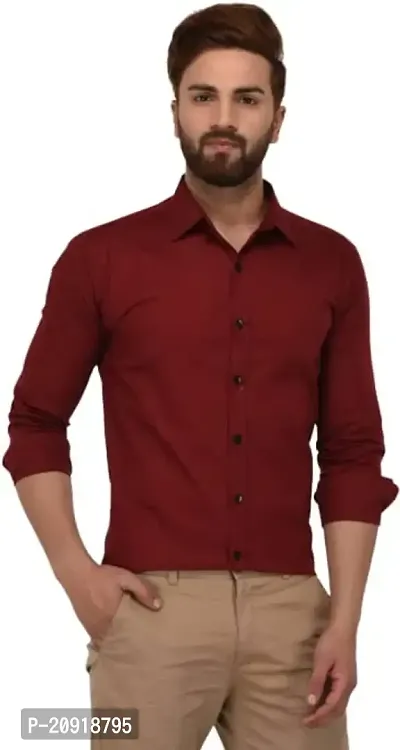 KGN Garments | Men Slim Fit Solid Spread Collar Casual Shirt (L) Maroon