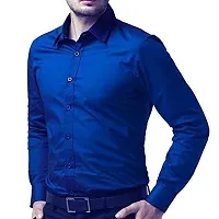 KGN Garments | Trendy House Casual Solid Men Shirt Single Blue (M)-thumb2