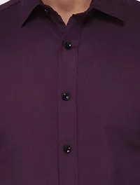 KGN Garments | Men Slim Fit Solid Spread Collar Casual Shirt (XL) Purple-thumb4
