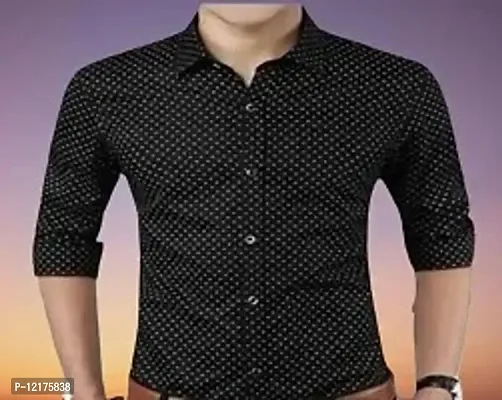 Reliable Black Cotton Printed Long Sleeves Casual Shirts For Men