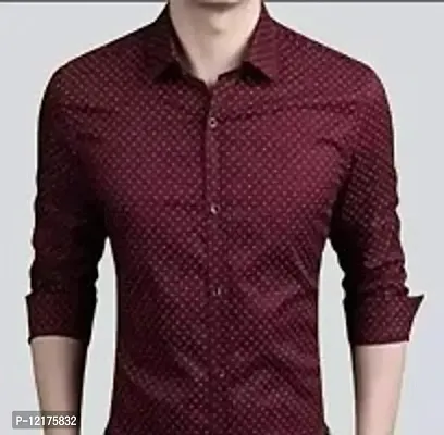 Reliable Maroon Cotton Printed Long Sleeves Casual Shirts For Men-thumb0
