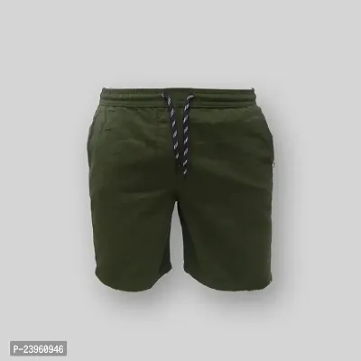 Mens Regular Cotton Premium Outdoor Shorts - Olive Green