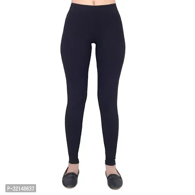 Stylish Black Polyester Solid Leggings for Women-thumb0