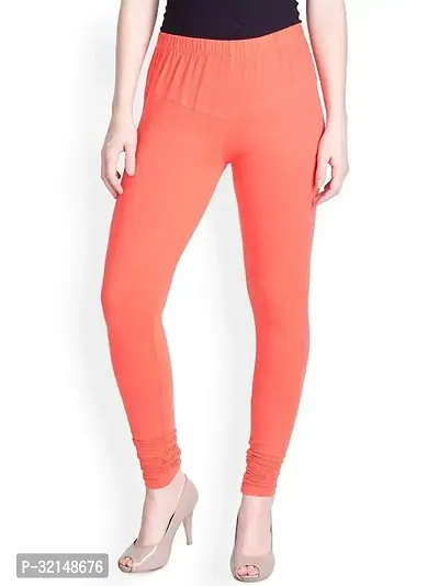 Stylish Peach Polyester Solid Leggings for Women-thumb0