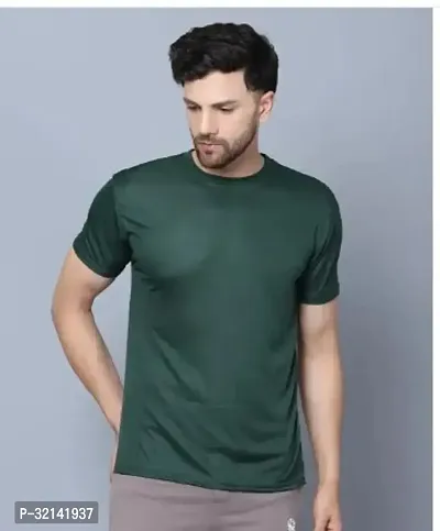 Stylish Green Polyester Solid Tees for Men-thumb0