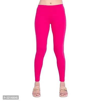 Stylish Pink Polyester Solid Leggings for Women-thumb0