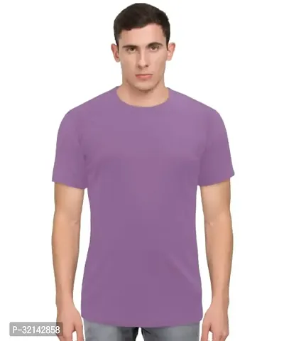 Stylish Purple Polyester Solid Tees for Men-thumb0