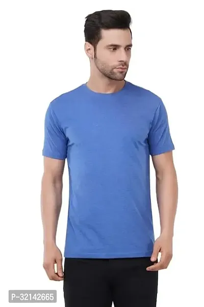 Stylish Blue Polyester Solid Tees for Men-thumb0