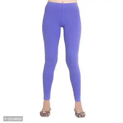 Stylish Blue Polyester Solid Leggings for Women-thumb0