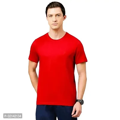 Stylish Red Polyester Solid Tees for Men-thumb0