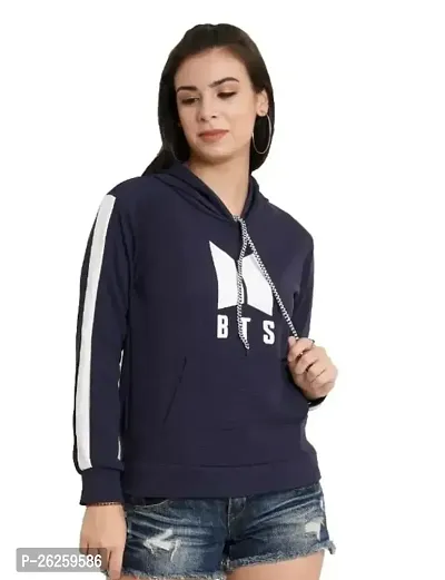 Athletic Blue Fleece Sweatshirts For Women-thumb0
