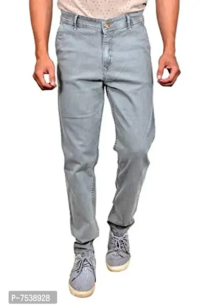 Grey Denim Mid Rise Jeans For Men
