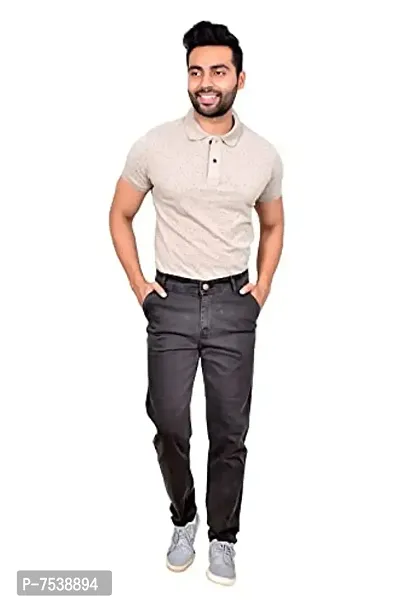 Brown Denim Mid Rise Jeans For Men-thumb4