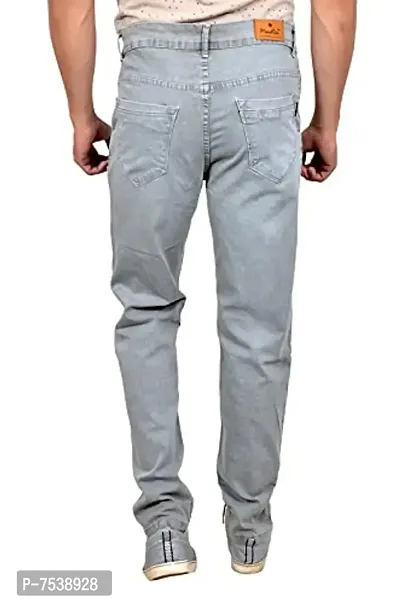 Grey Denim Mid Rise Jeans For Men-thumb2