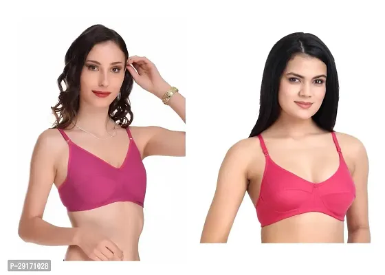 Stylish Multicoloured Cotton Blend Solid Bras For Women Pack Of 2