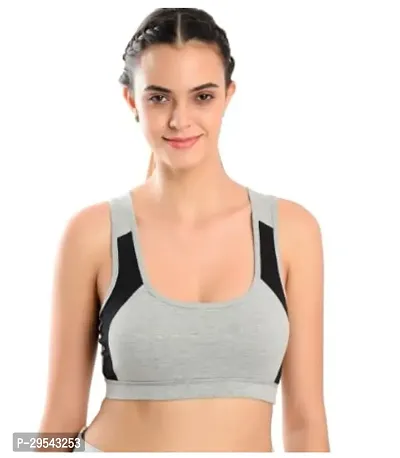 Stylish Grey Cotton Solid Bras For Women-thumb0