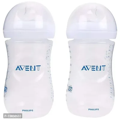 Philips Avent 260ml Natural Feeding Bottle (Clear, Pack of 2)-thumb0