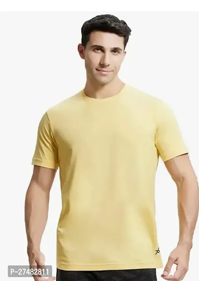 Elegant Cotton Solid Round Neck Tees For Men-thumb0