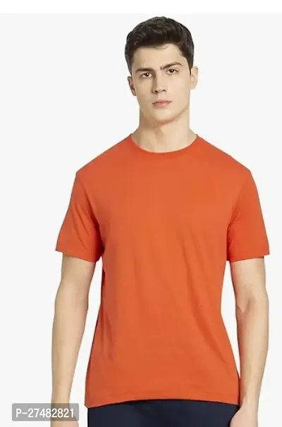 Elegant Cotton Solid Round Neck Tees For Men-thumb0