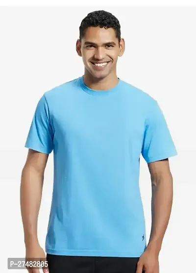 Elegant Cotton Solid Round Neck Tees For Men-thumb0